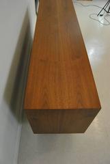 Modern Walnut Four-Door Credenza Sideboard with Leather Pulls by Florence Knoll