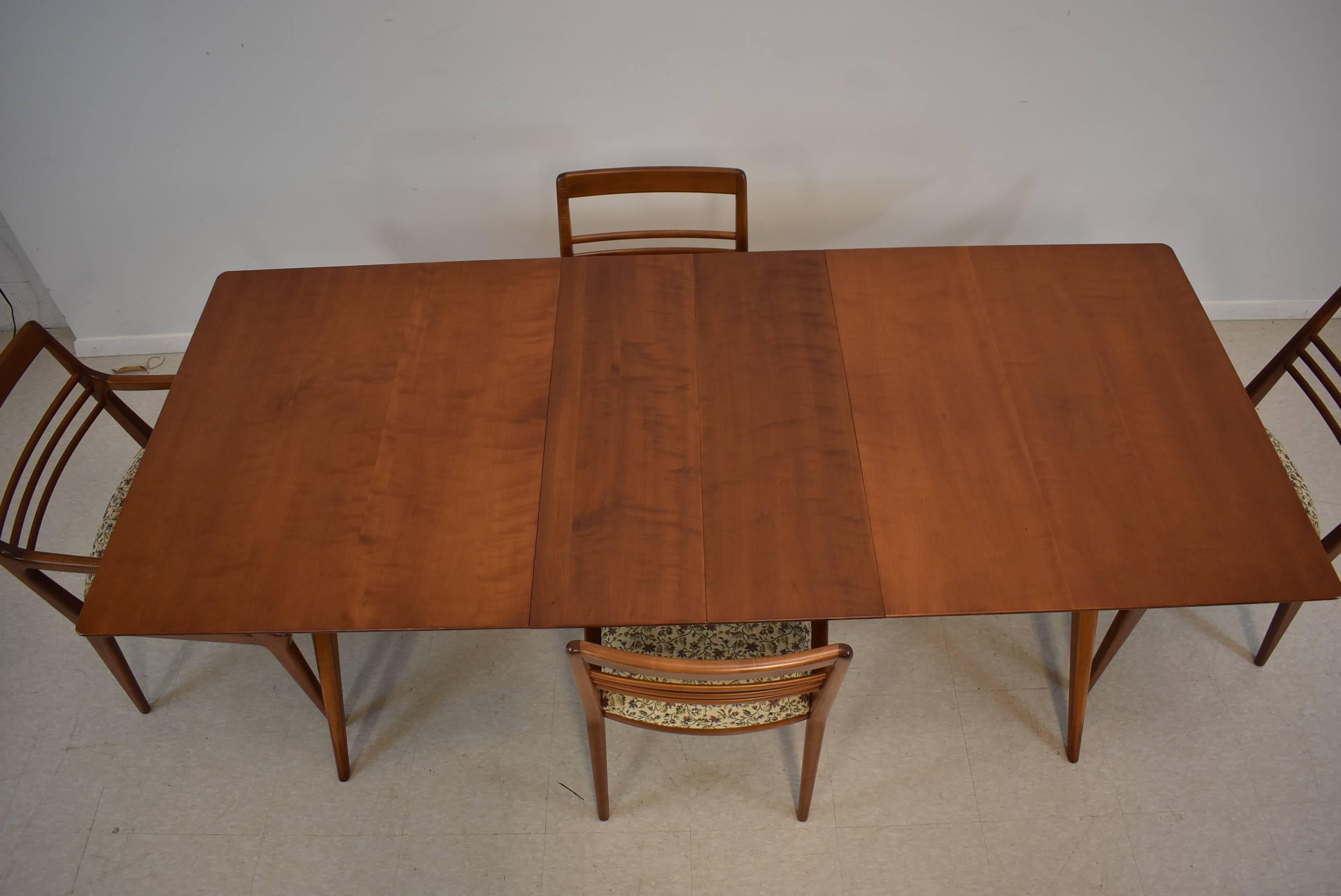 20th Century Mid-Century Modern Dining Room Table and Four Chairs, Johnson Furniture Company