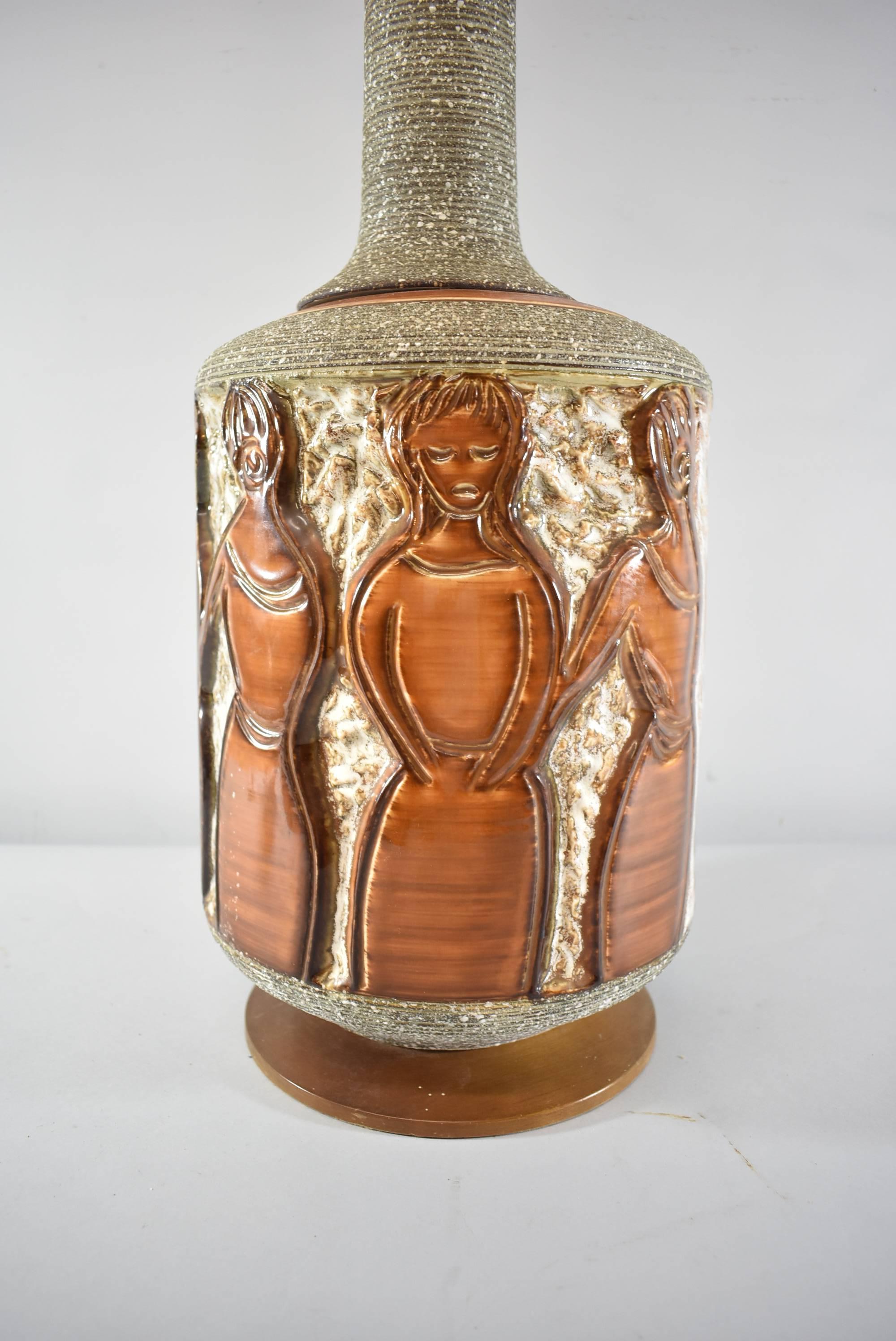 Mid-Century Figural Table Lamp Ceramic Pottery by Fratelli Faniullacci In Good Condition For Sale In Toledo, OH