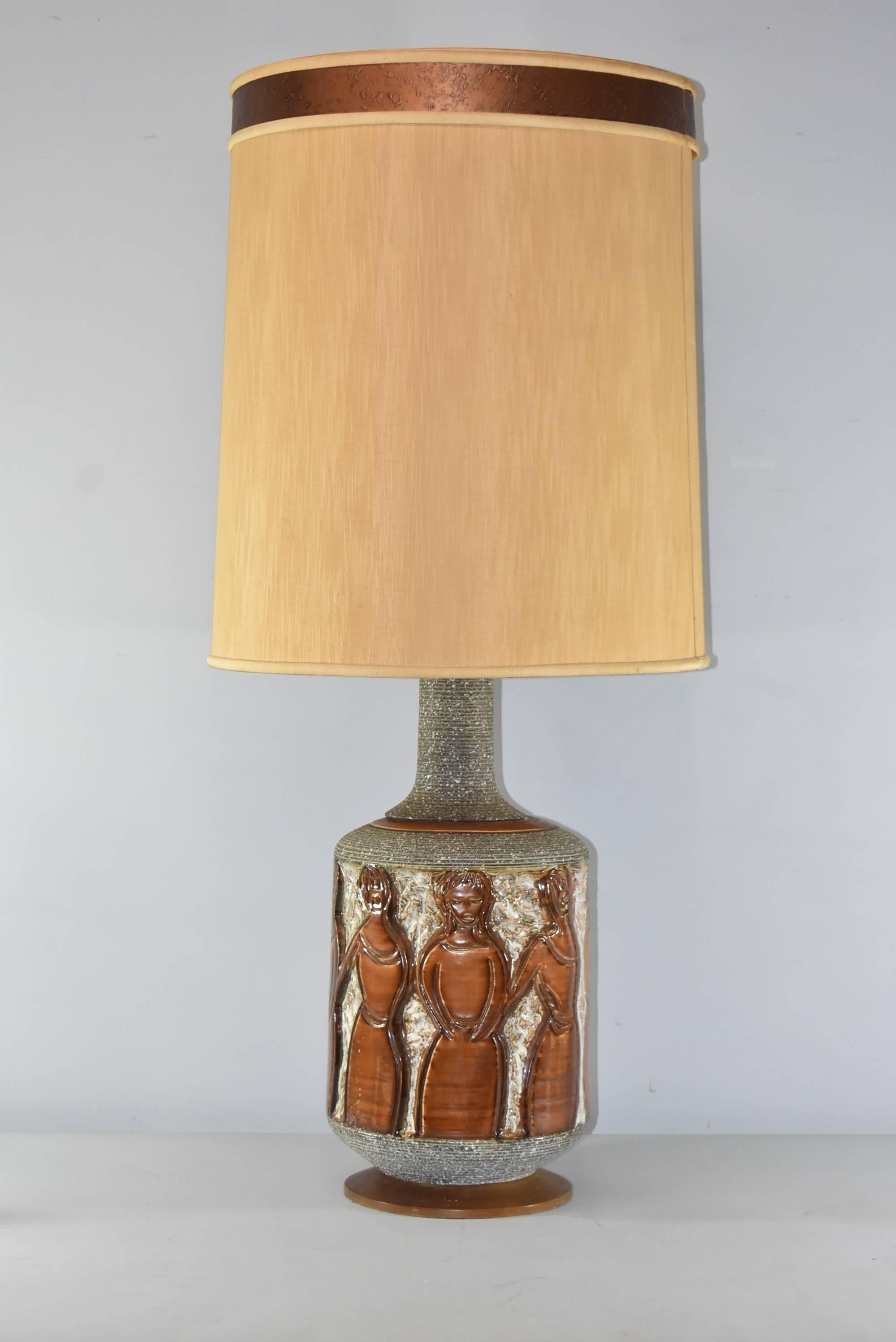 Mid-Century Modern Mid-Century Figural Table Lamp Ceramic Pottery by Fratelli Faniullacci For Sale