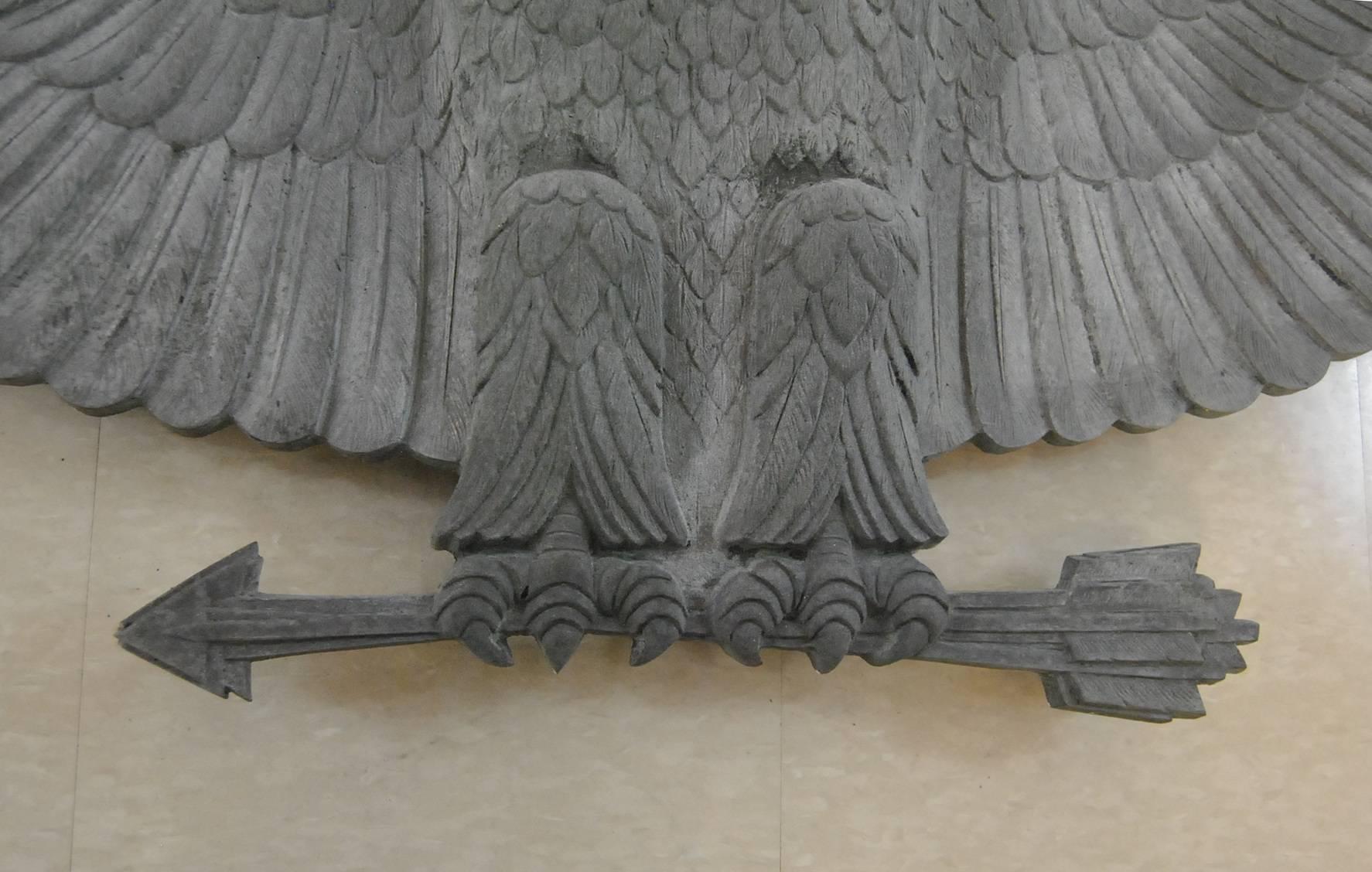 20th Century Massive Pair of Bronze Building Eagles with Two Pairs of Stars Five Foot Wide For Sale