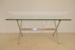 Mid-Century X-Base Dining Table or Glass Top Desk by John Vesey