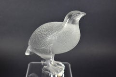 Pair of Lalique France Frosted Partridge Quail Bird Figurines