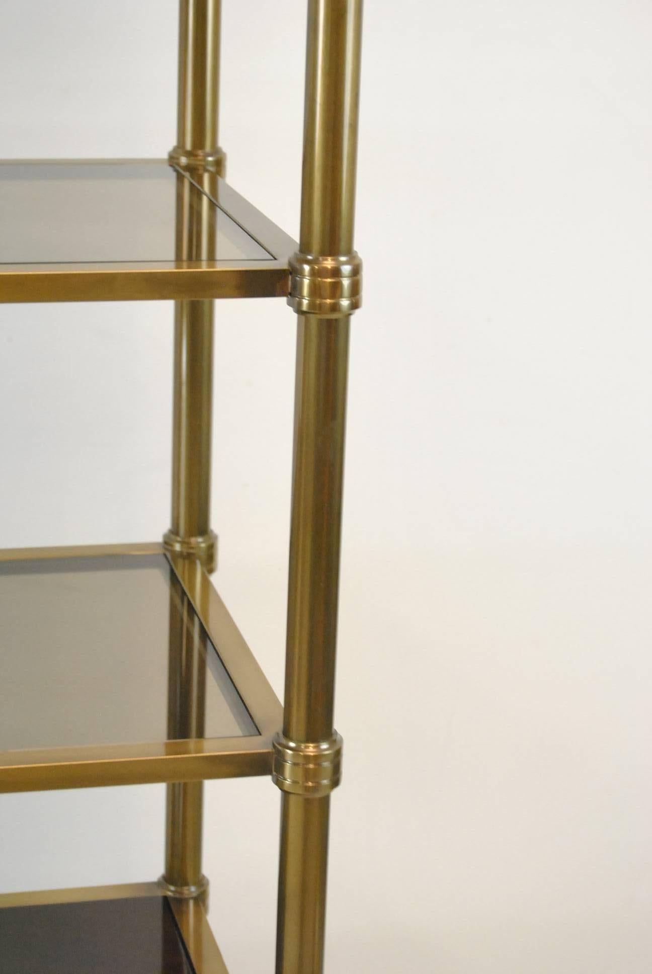 Brass and Walnut Frasier Etagere by Baker, Laura Kirar Collection In Good Condition In Toledo, OH