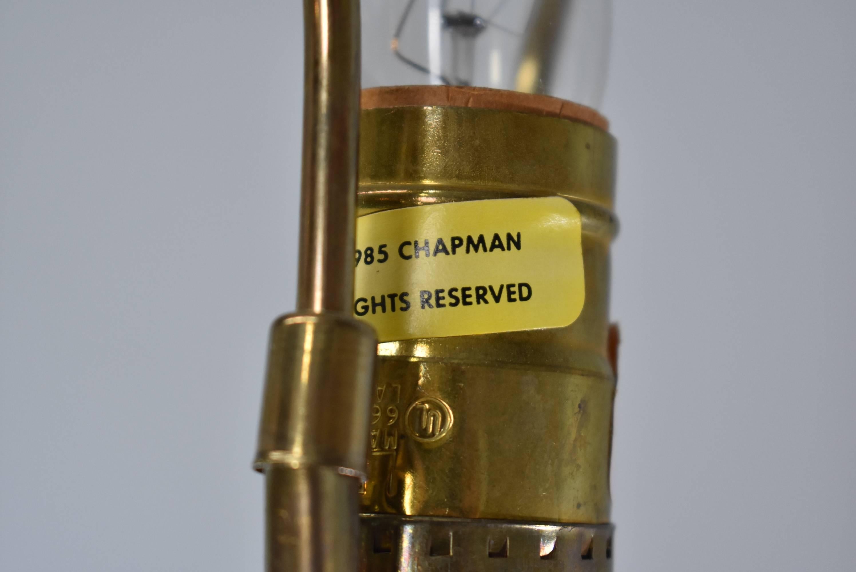 Pair of Tall Chapman Brass Buffet Lamps, 1985 In Good Condition In Toledo, OH