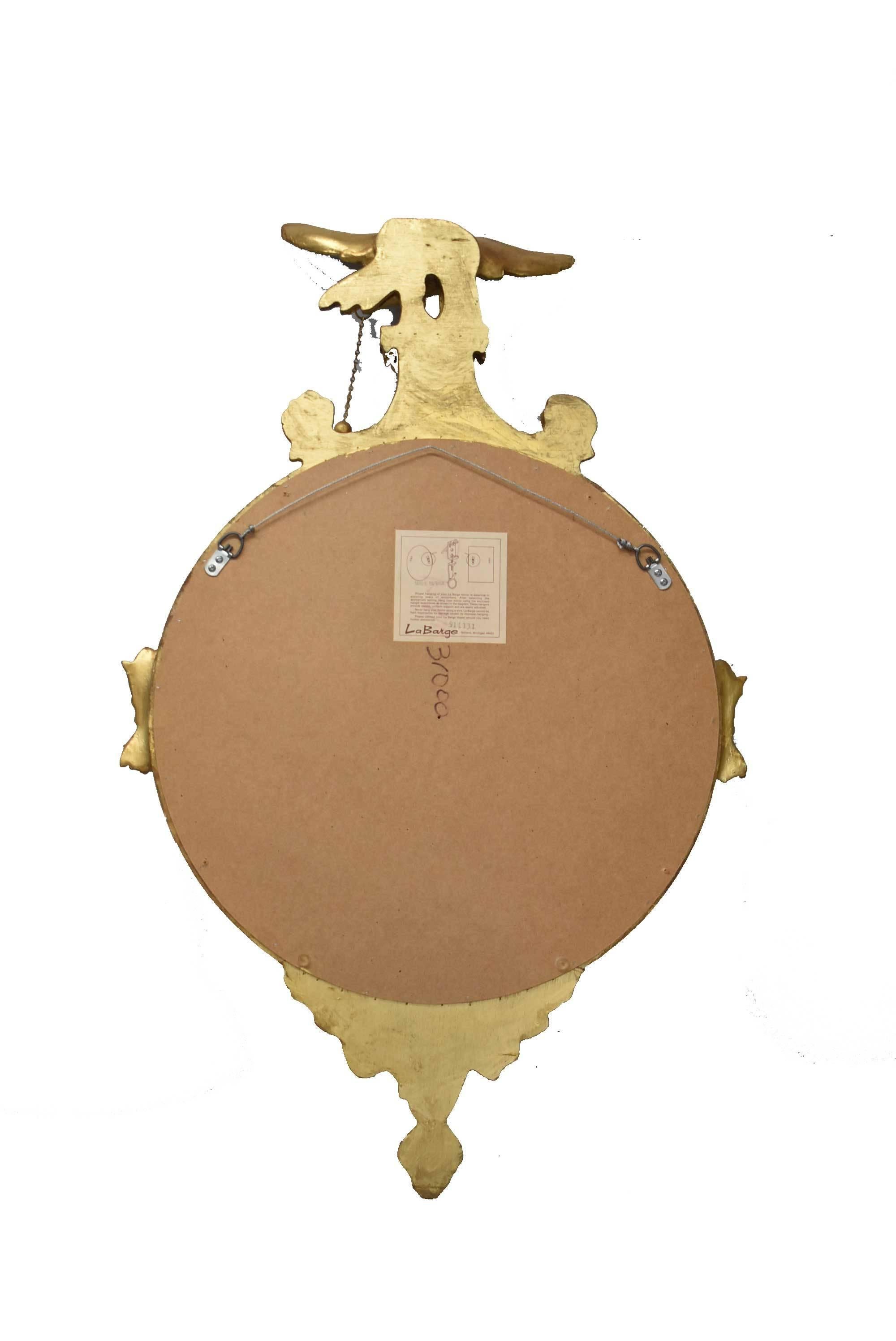 American Federal Style Round Gold Gilt Eagle Mirror by Labarge