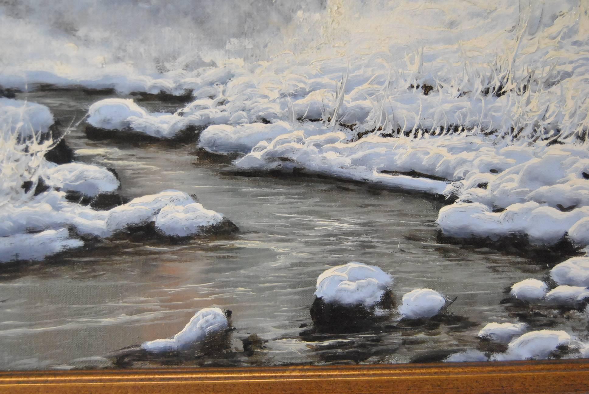 Hungarian Winter Scene Oil Painting on Canvas by Laszlo Neogrady