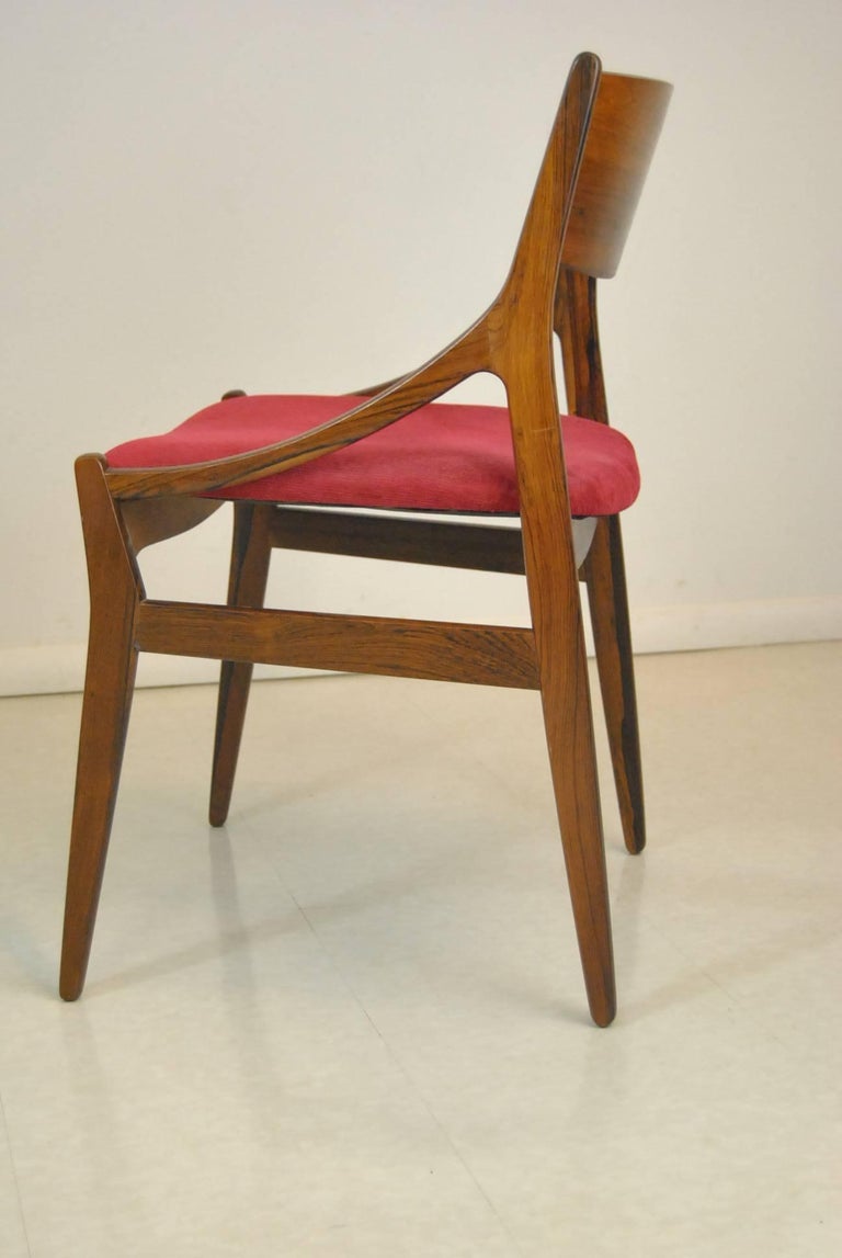 Danish Modern Rosewood Dining Table and Six Chairs by H. Vestervig