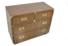 Campaign Style Four-Drawer Chest in Dark Walnut by Lane Furniture