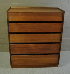 Mid-Century Modern Five-Drawer Walnut Tall Chest by Dillingham Esprit Collection