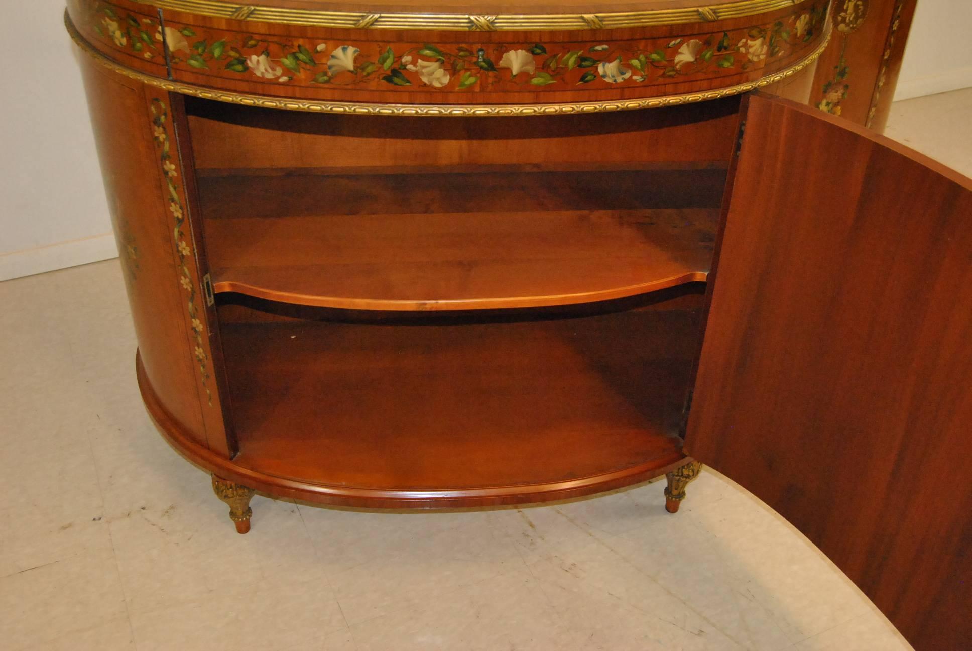 Wood Pair of French Adam Style Commodes by Irwin Furniture Dated 1937