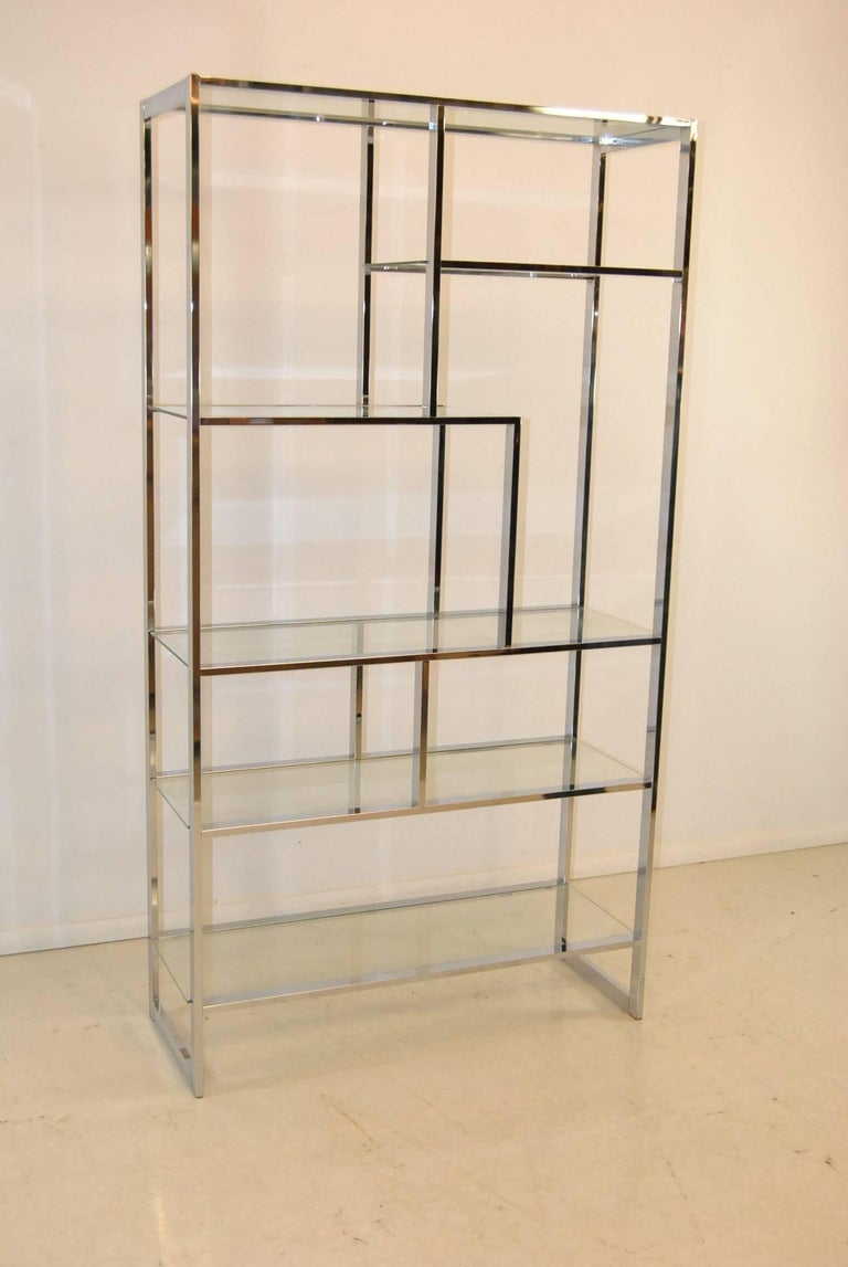 Modern Chrome and Glass Floating Shelf Étagère, 3 Available For Sale at