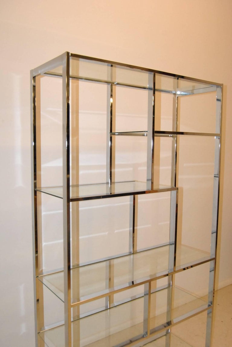 Modern Chrome and Glass Floating Shelf Étagère, 3 Available For Sale at
