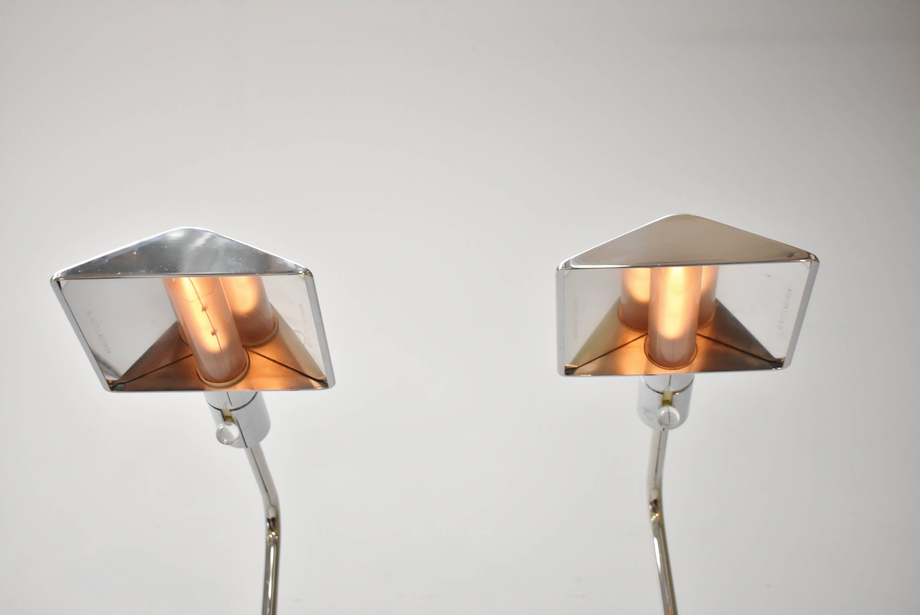 20th Century Pair of Mid-Century Modern Chrome Cedric Hartman Adjustable Floor Lamps