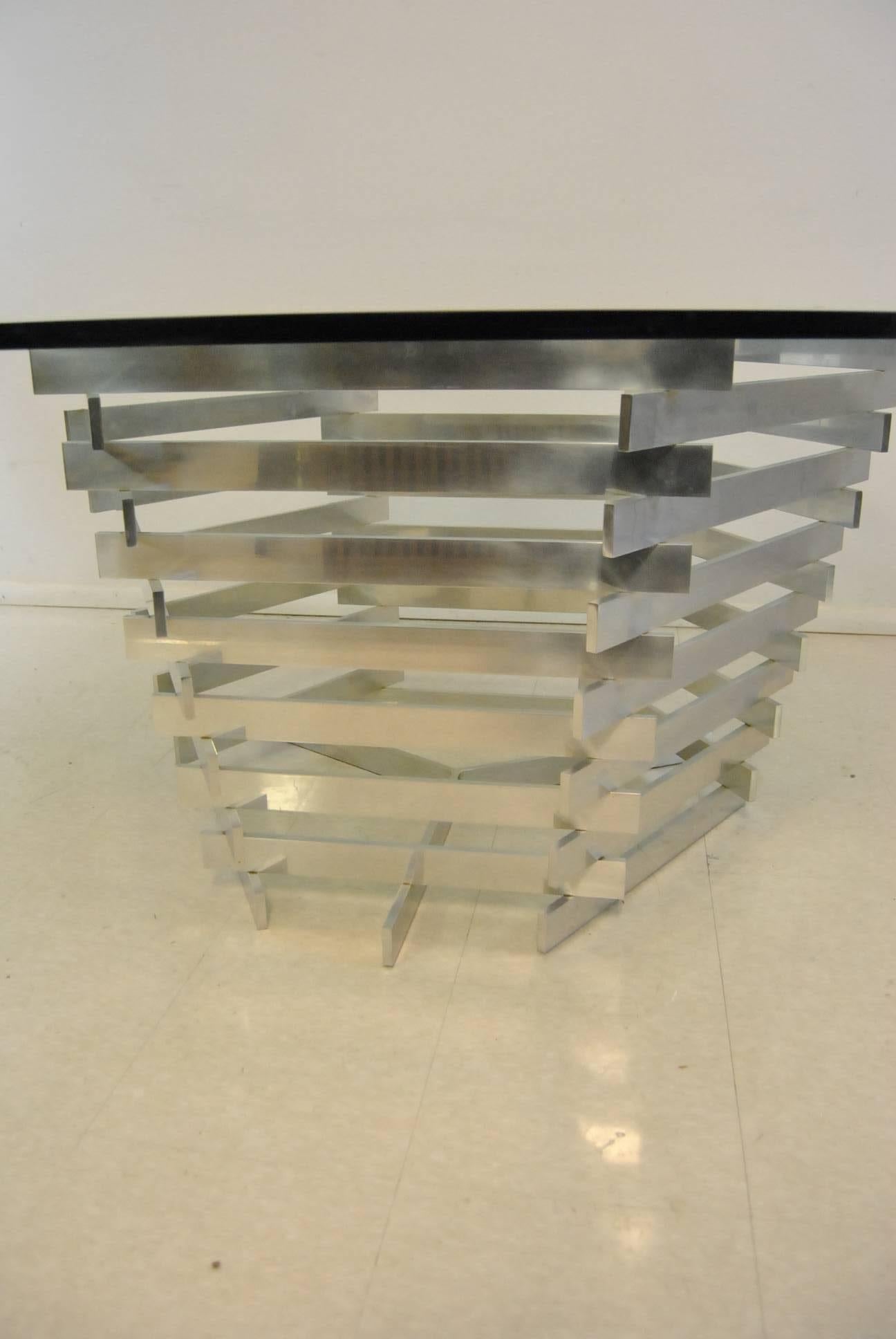 Stacked Aluminum Dining Room Table Base by Paul Mayen In Good Condition For Sale In Toledo, OH