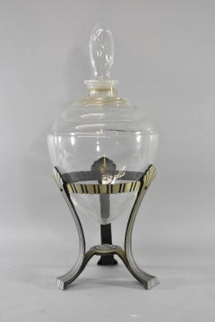 Art Deco Style Apothecary Glass Display Jar, circa 1930s with Aluminum Base