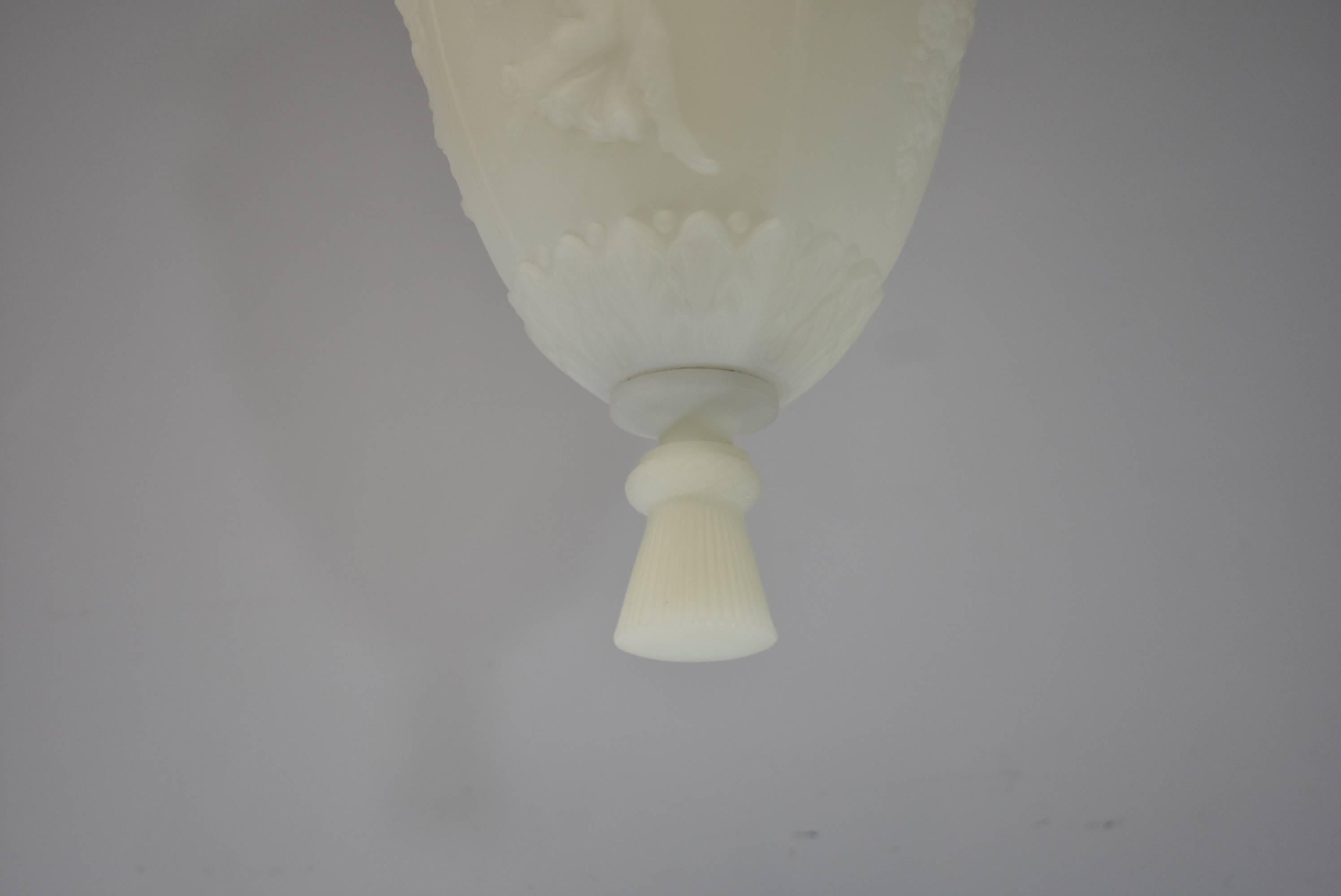 White Frosted Grecian Urn Style Chandelier Light Fixture with Lid 2