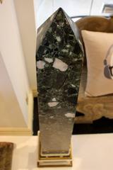 Italian Neoclassical Gilt Bronze-Mounted Verde Antico and White Marble Obelisk