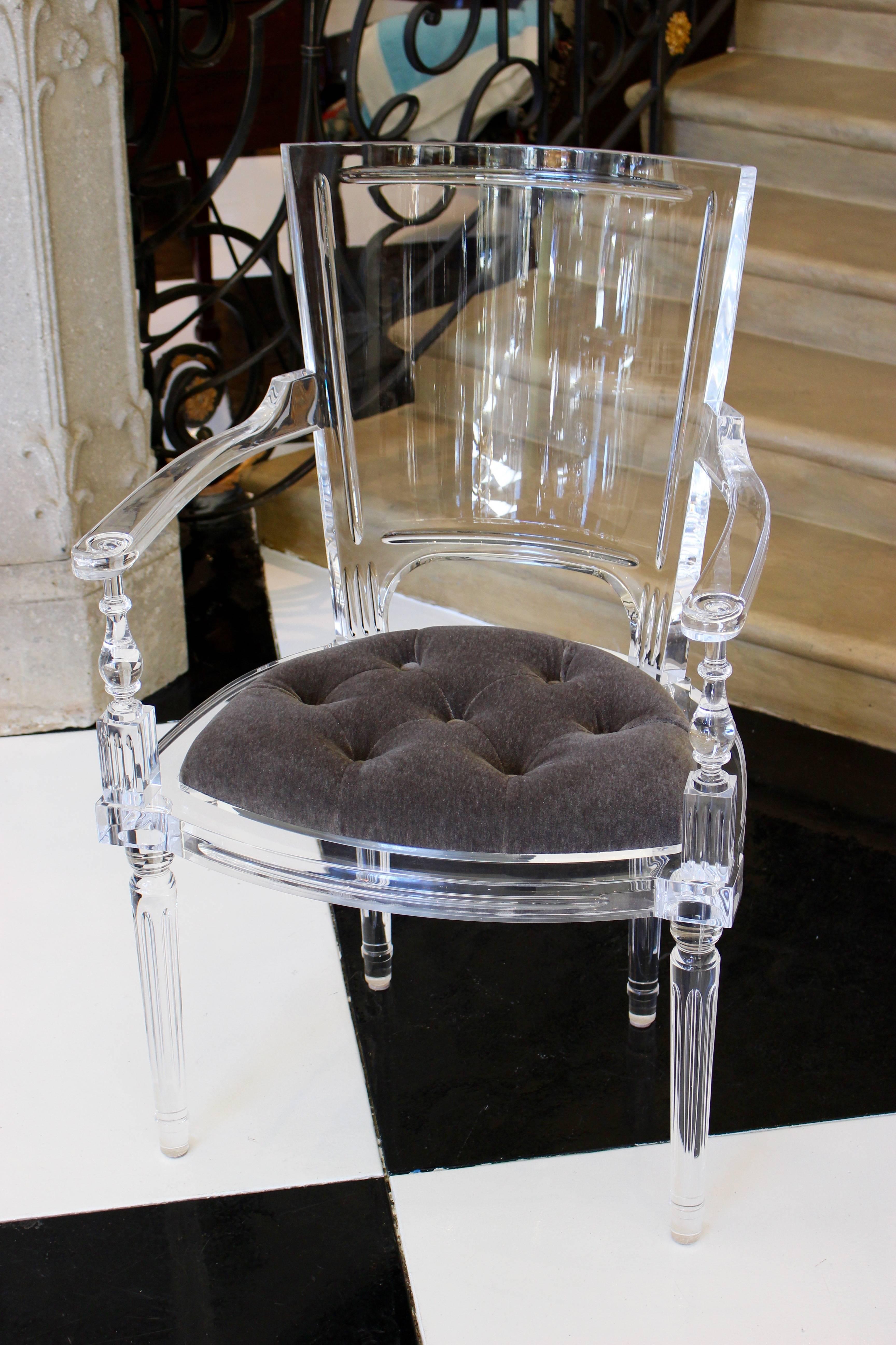Contemporary Marilyn Acrylic Armchair in Pewter or Grey 2