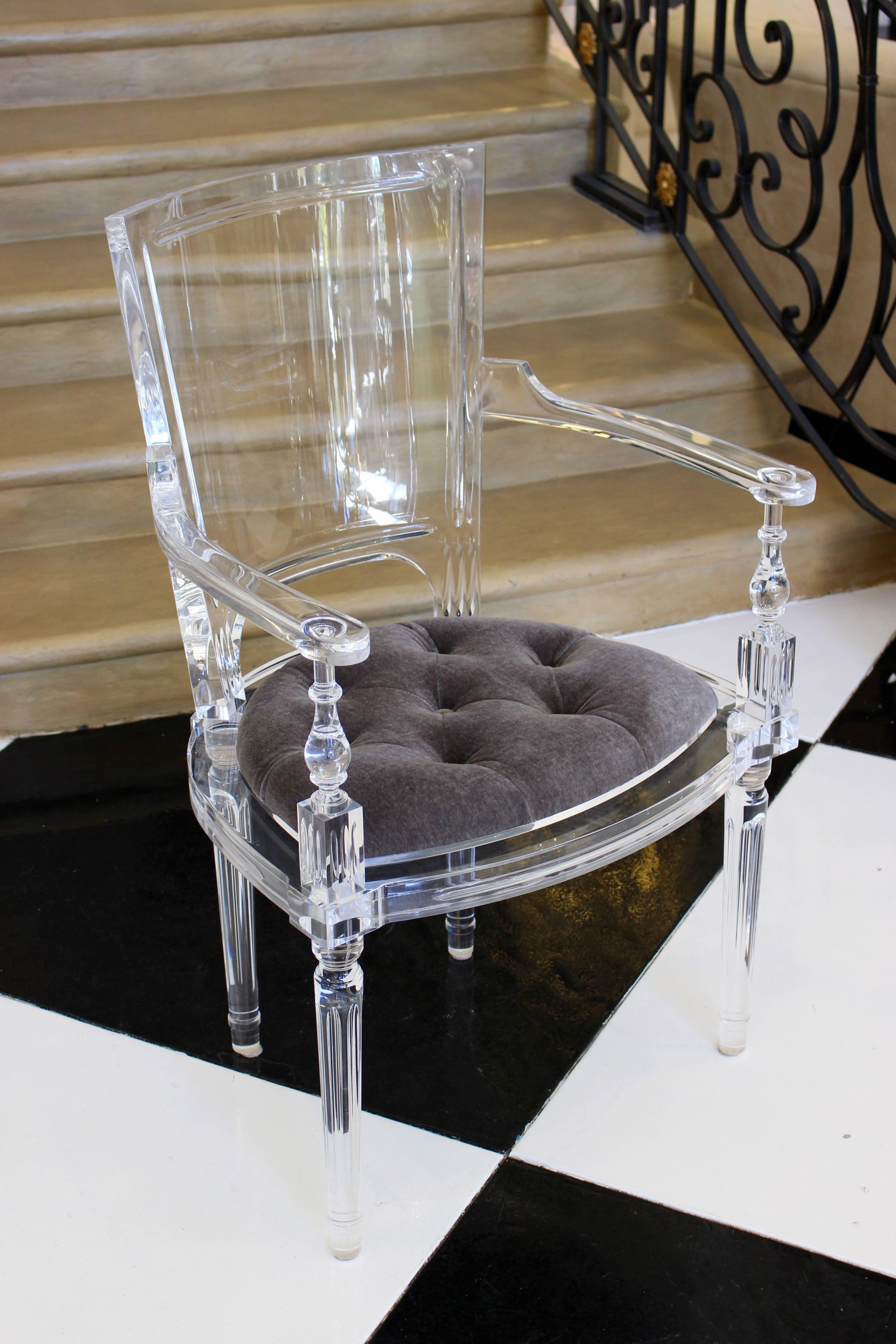 Contemporary Marilyn Acrylic Armchair in Pewter or Grey 5
