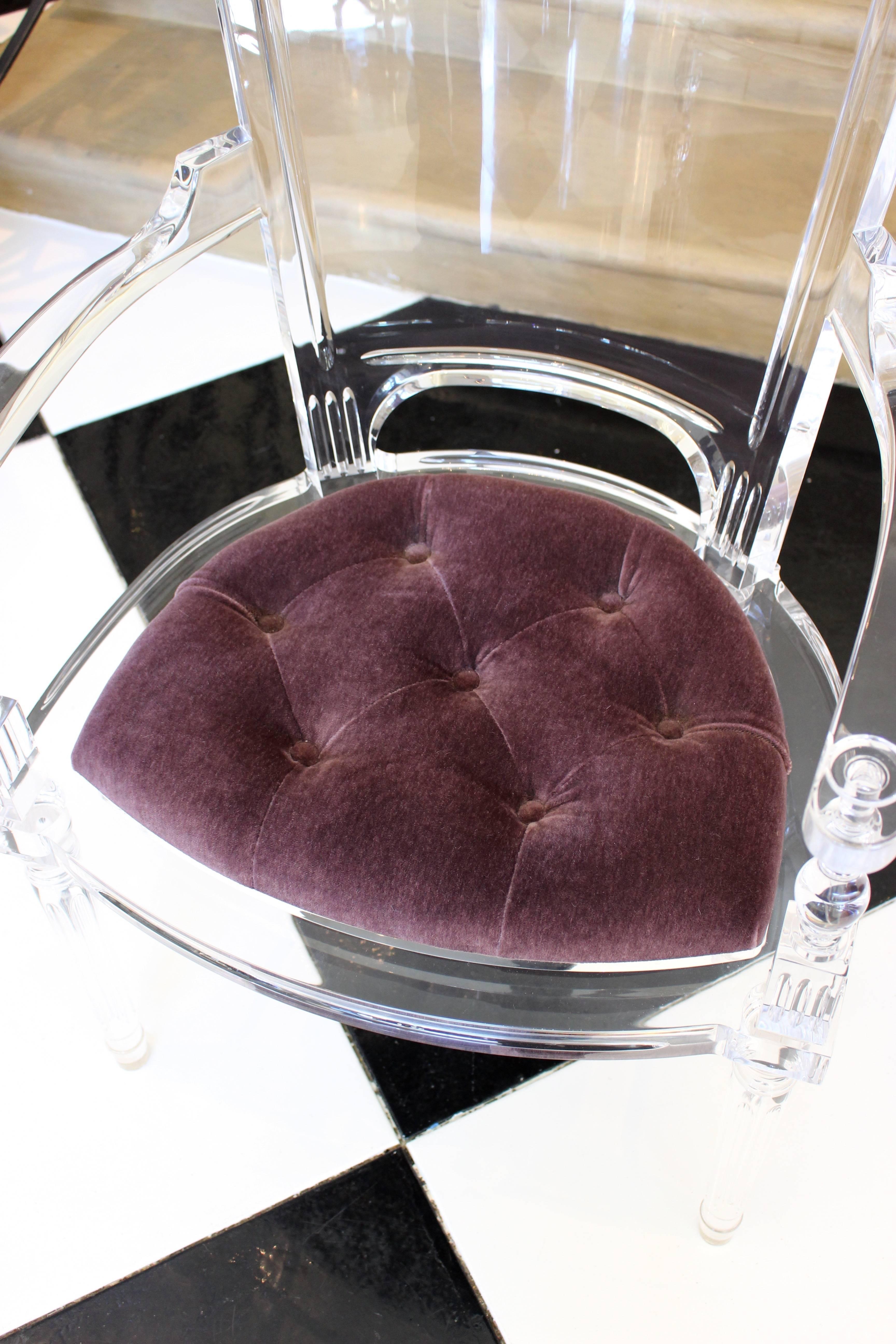 Upholstery Contemporary Italian Clear Acrylic Marilyn Cabriolet Armchair in Louis XVI Style