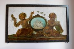 Early 19th Century Set of Four Trompe-L’Oeil Oil Paintings on Marble with Putti
