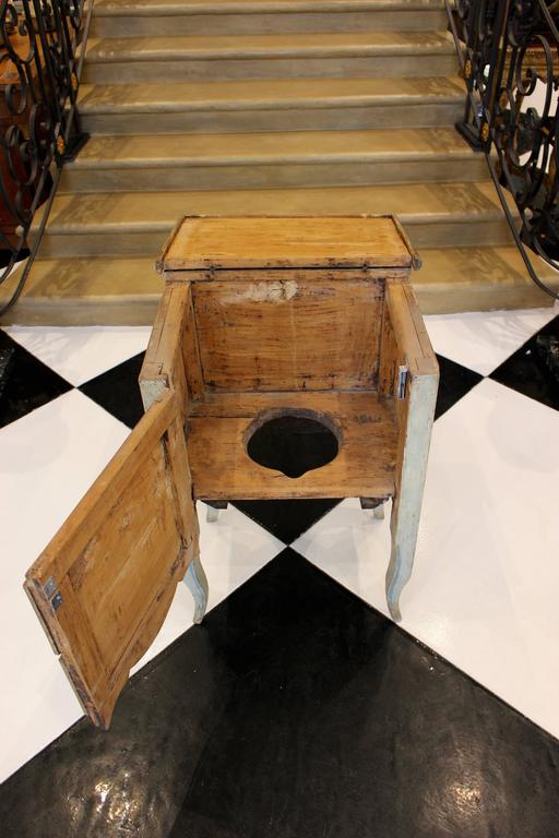 18th century Italian Polychrome Painted and Gilt Chamber Pot Bedside