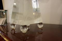 Murano 1950s Clear Glass Two-Parts Obelisk with Concentric Décor on Ball Feet
