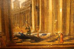 Early 18th Century Flemish Oil Painting Depicting a Venetian Architecture Scene