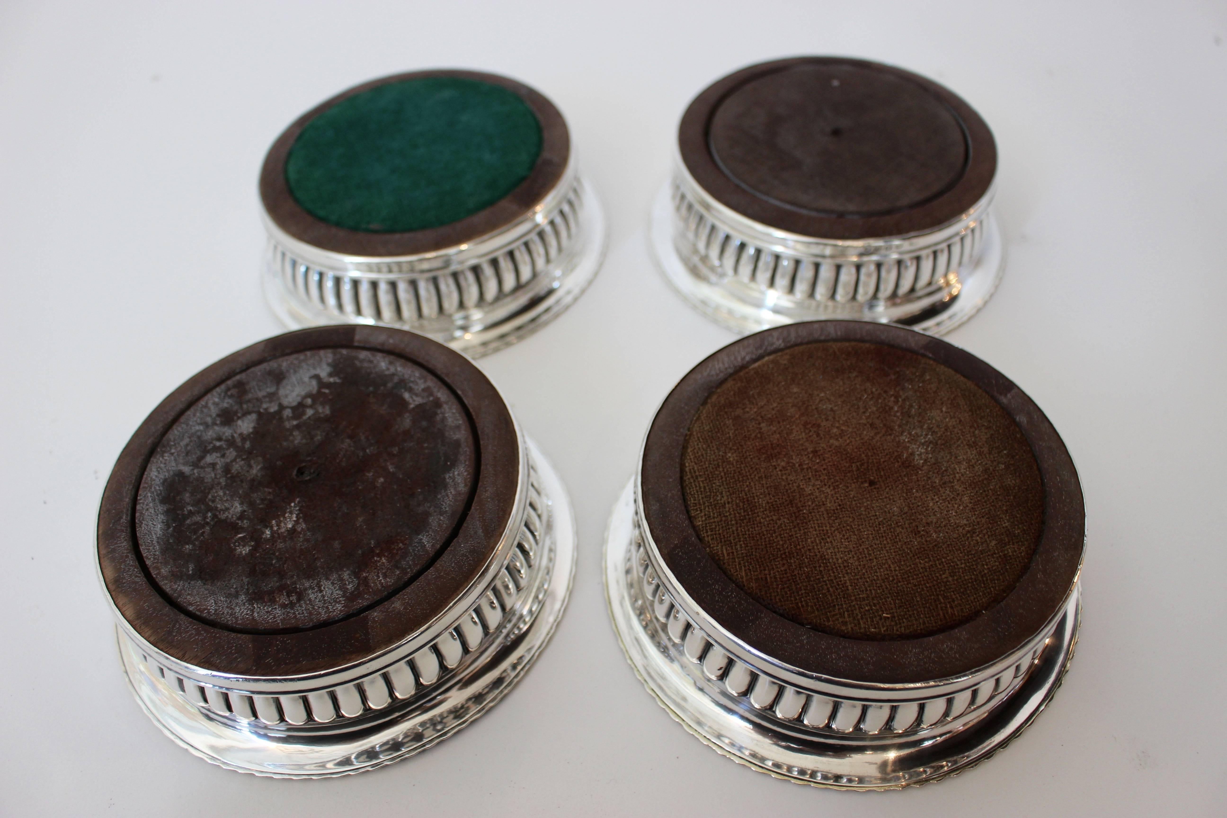 19th Century Set of Four George III Silver Wine Coasters with Mark of J.W. Storey, London