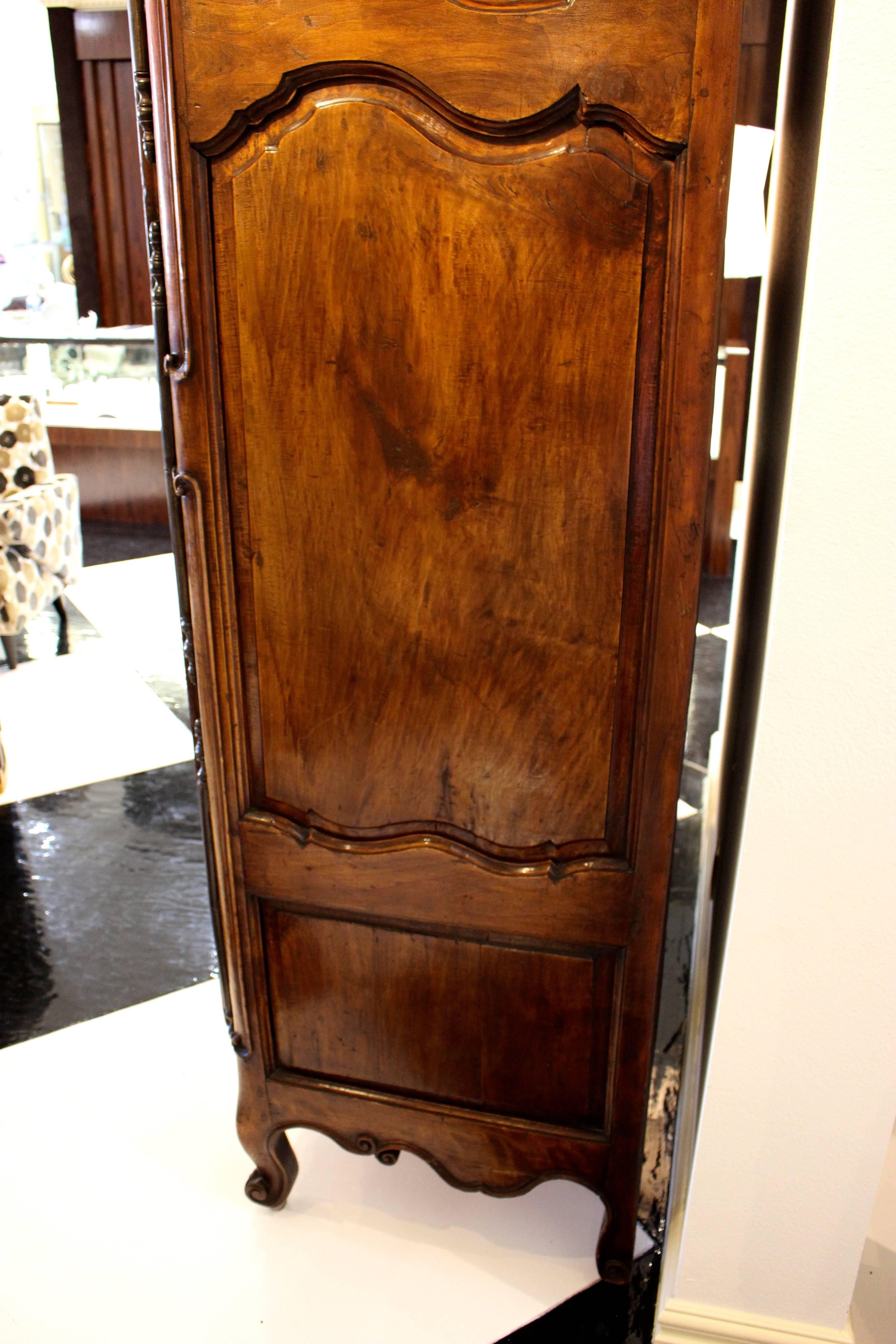 French 1740s Louis XV Period Fruitwood Two-Door Armoire with Raised Panels In Good Condition For Sale In Palm Desert, CA