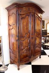 French 1740s Louis XV Period Fruitwood Two-Door Armoire with Raised Panels