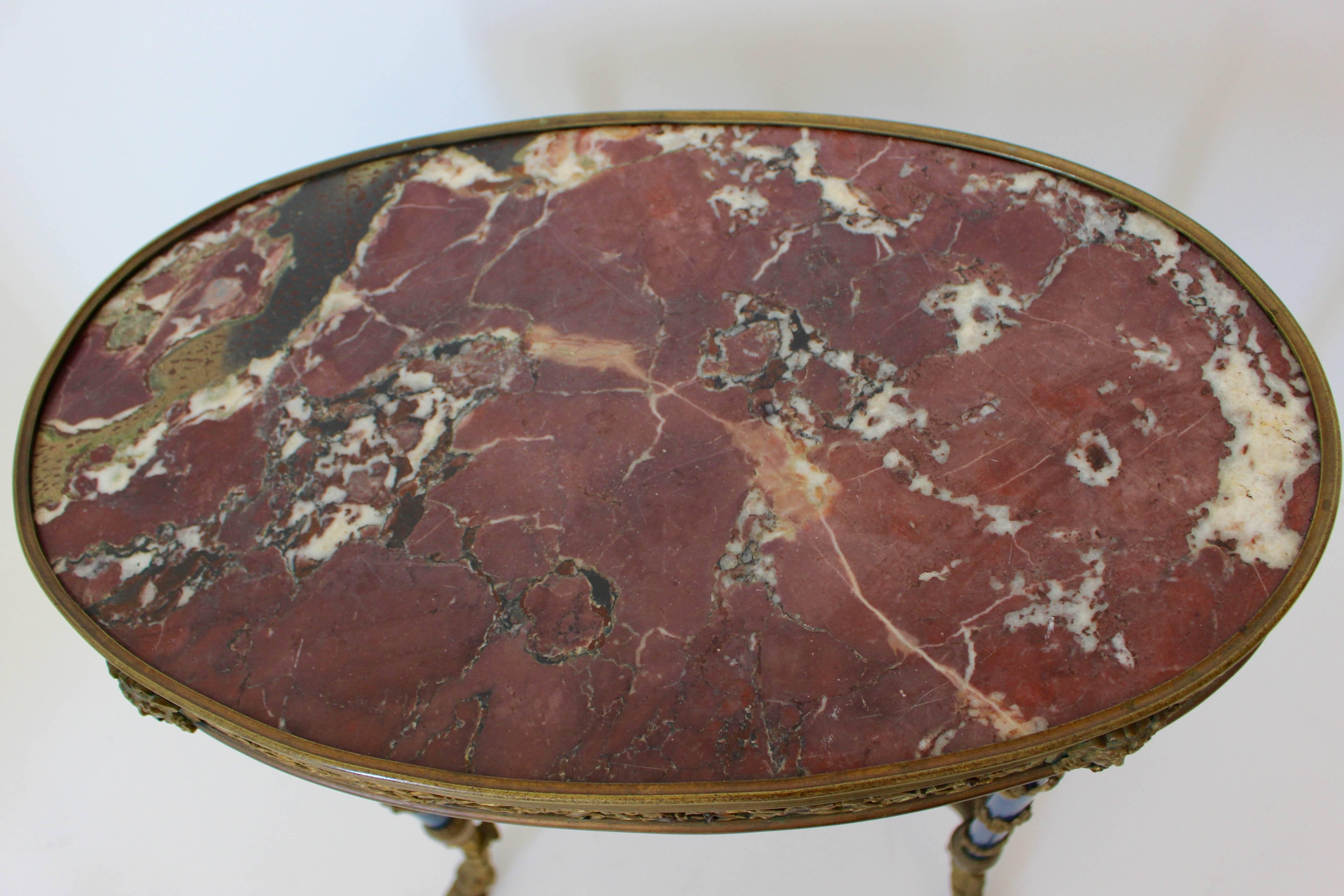 French Gilt Bronze-Mounted and Patinated Metal Oval Low Occasional Table 2