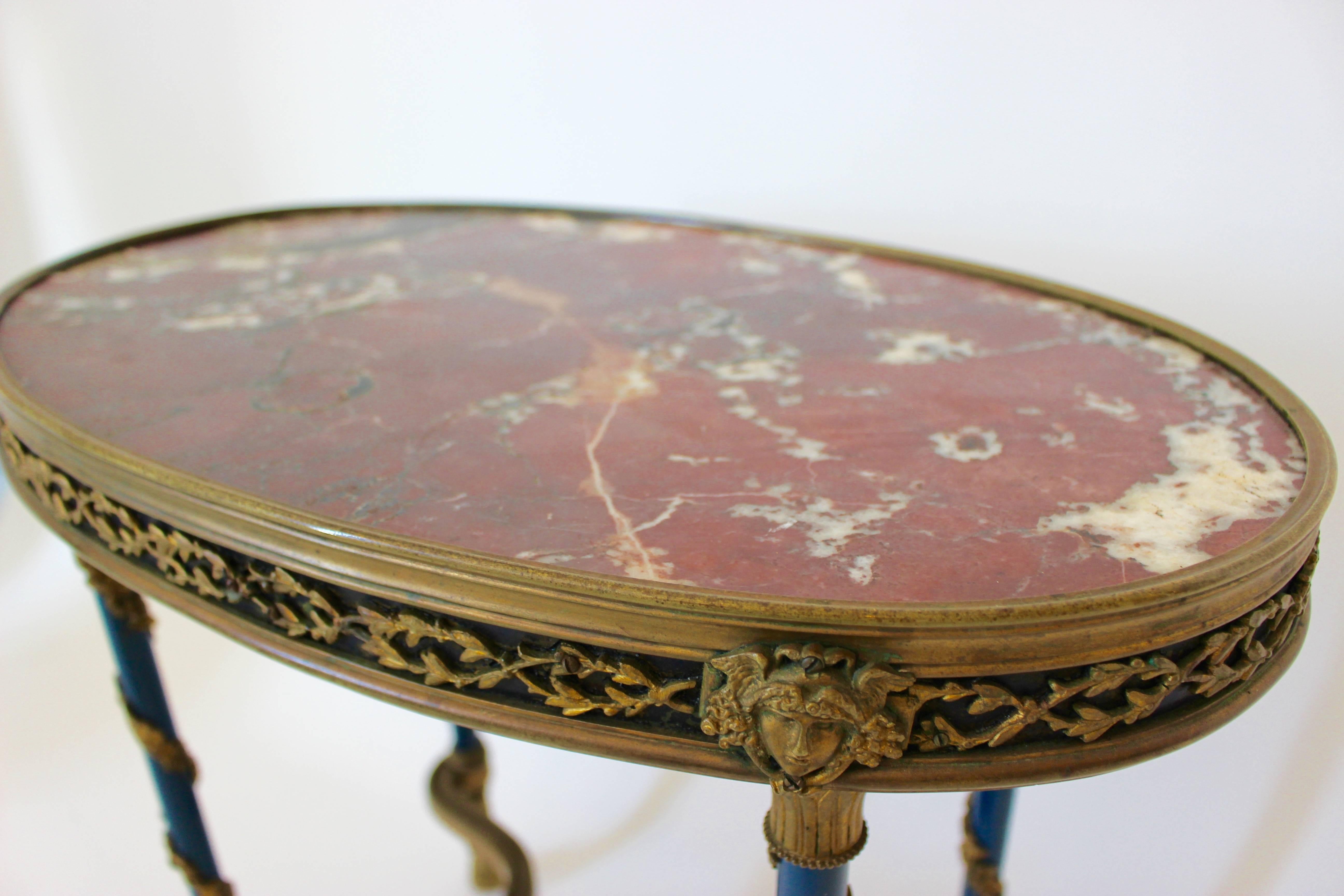 French Gilt Bronze-Mounted and Patinated Metal Oval Low Occasional Table 4