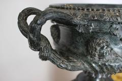 19th century Grand Tour Green Marble Tazza Vase with Classical Carved Details