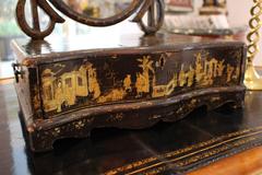 Serpentine-Front Chinese Gilt-Decorated Chinoiserie Dressing Table Mirror