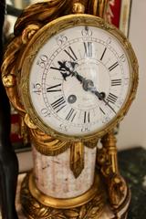 French Louis XVI Period Marble and Gilt-Bronze Mantle Clock with Playful Cupid