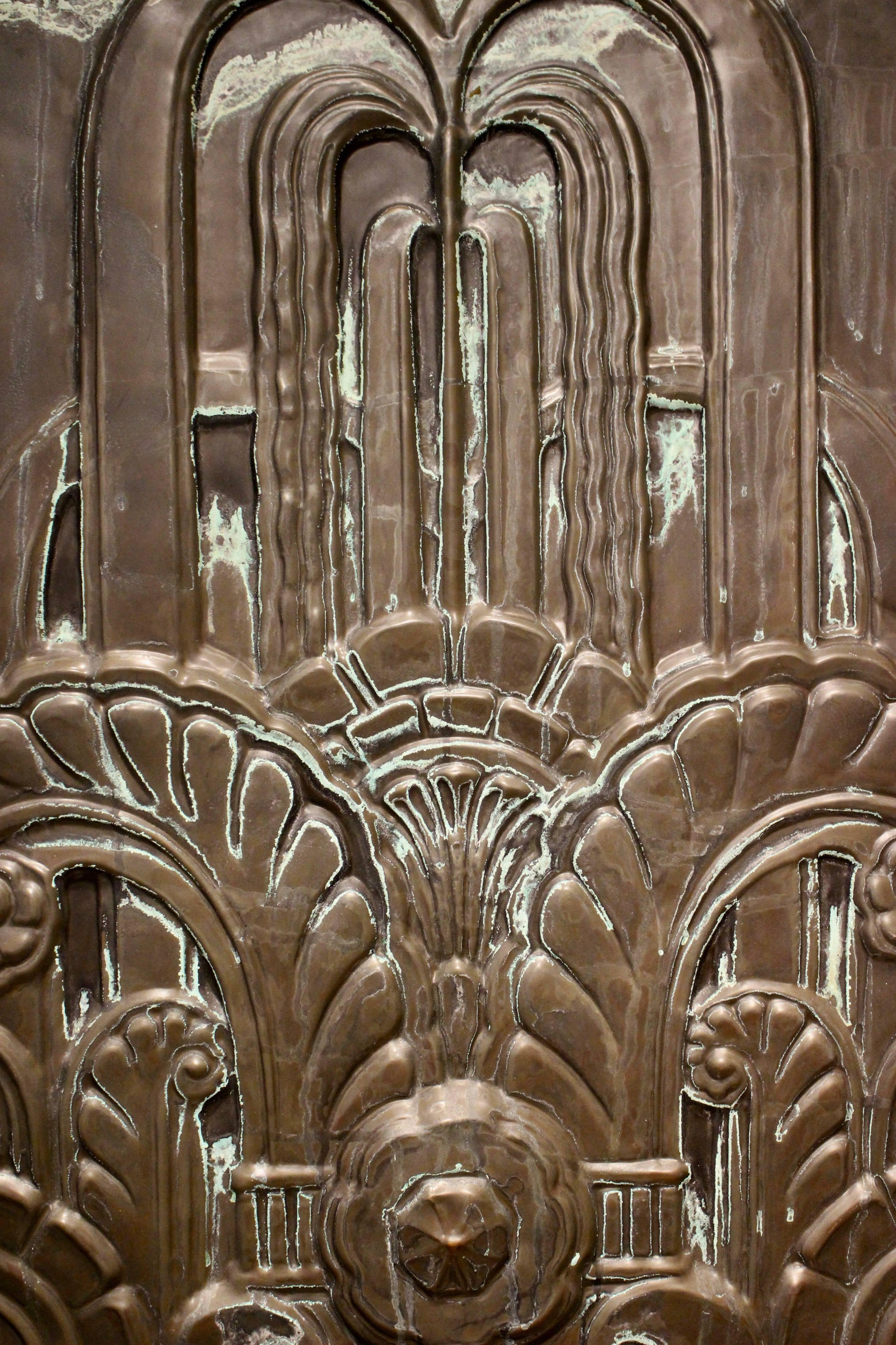 American 1920s Art Deco Black Tin Architectural Panel from New England Power Company