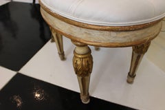 Pair of Italian Neoclassical Late 18th Century Oval Stools with Upholstered Seat