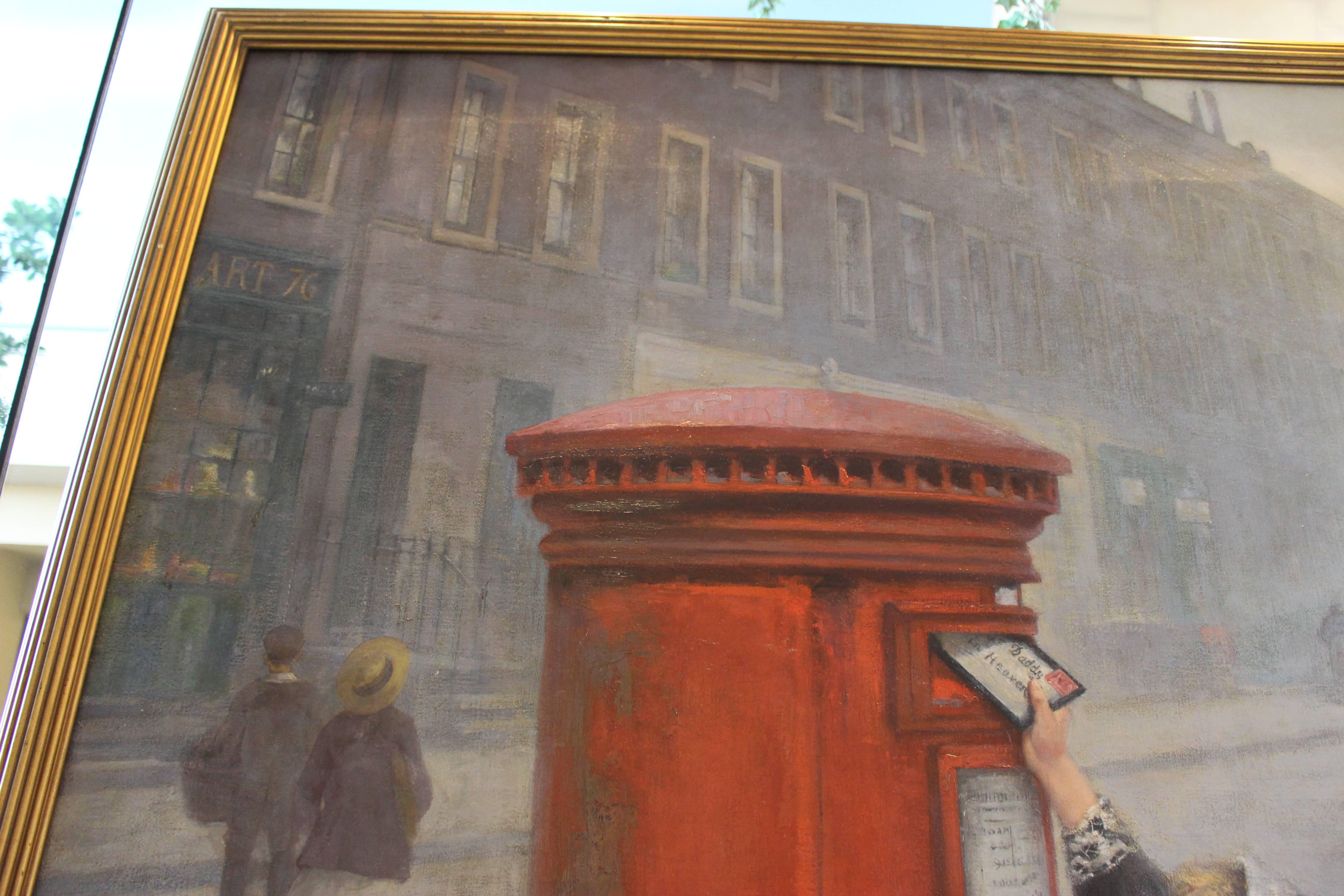 Toile Huile sur toile « The Pillar Box, a Letter to Daddy », signée F. Le Quesne en vente