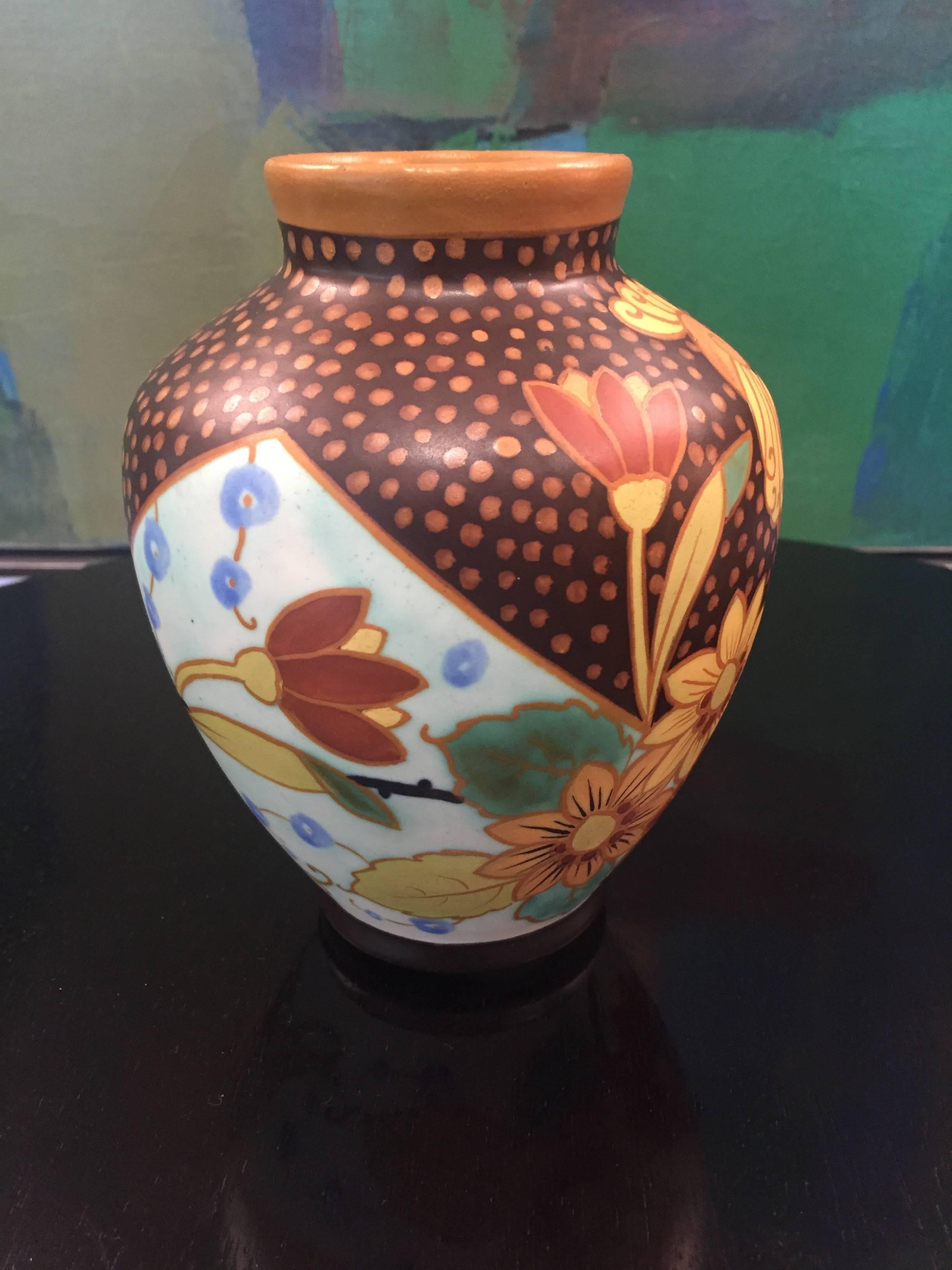 Tropische Vase aus Tongut im Art déco-Stil von Charles Catteau für Boch Frères Keramis (Belgisch) im Angebot