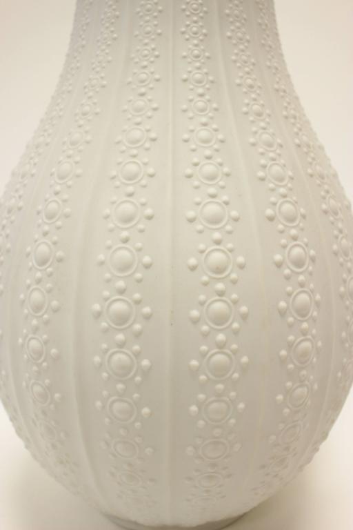 Mid-Century Modern Heinrich & Co. 1960s Matte White Porcelain Floor Vase with Relief Decoration For Sale