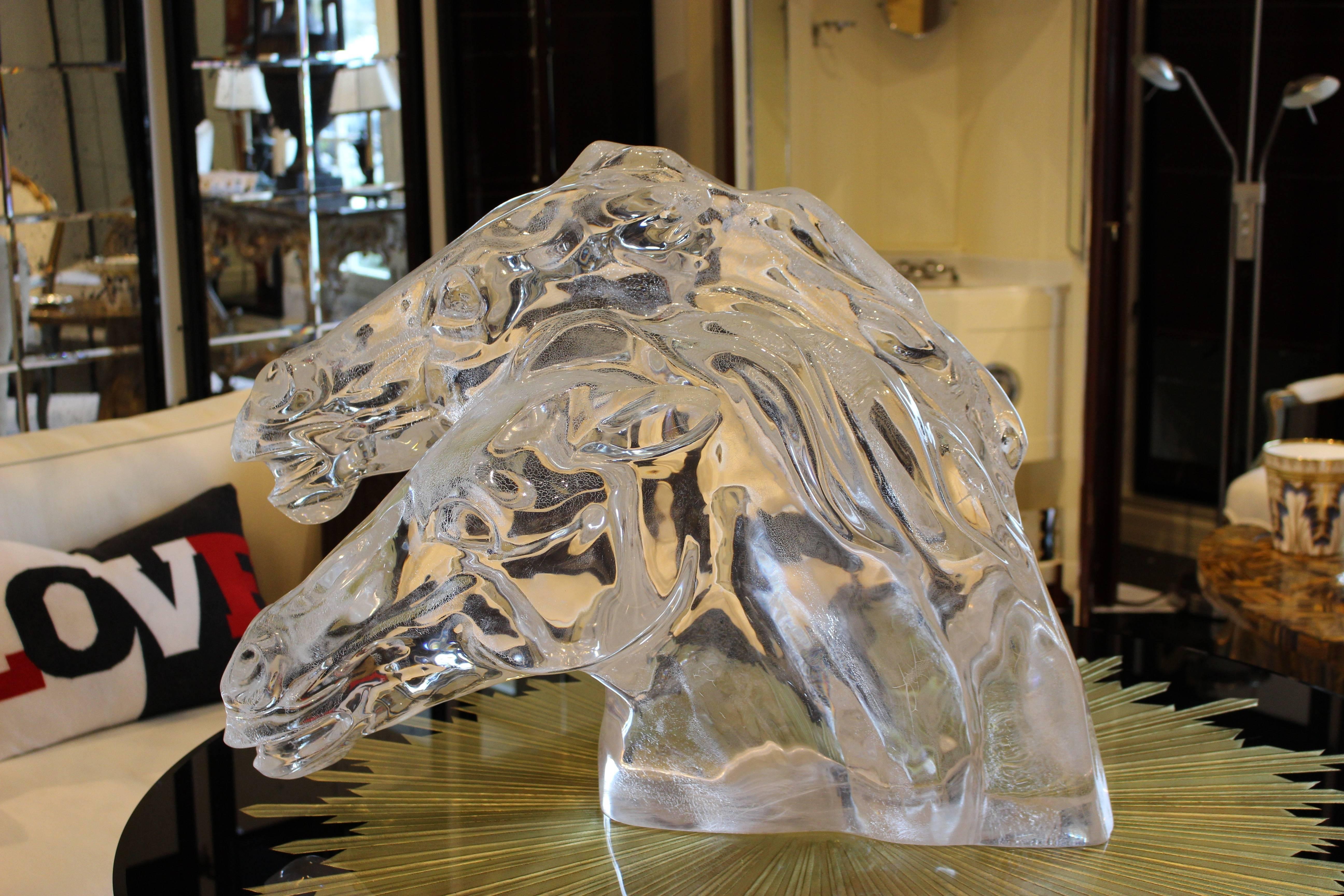 Italian Lucite Double Horse Head Sculpture by Deste Jomco, circa 1970 2