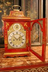 George II Parcel-Gilt Scarlet-Japanned Chinoiserie Table Clock by William Creak