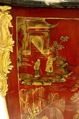 Louis XV Style Early 19th Century Red Lacquer Commode with Chinoiseries Scenes