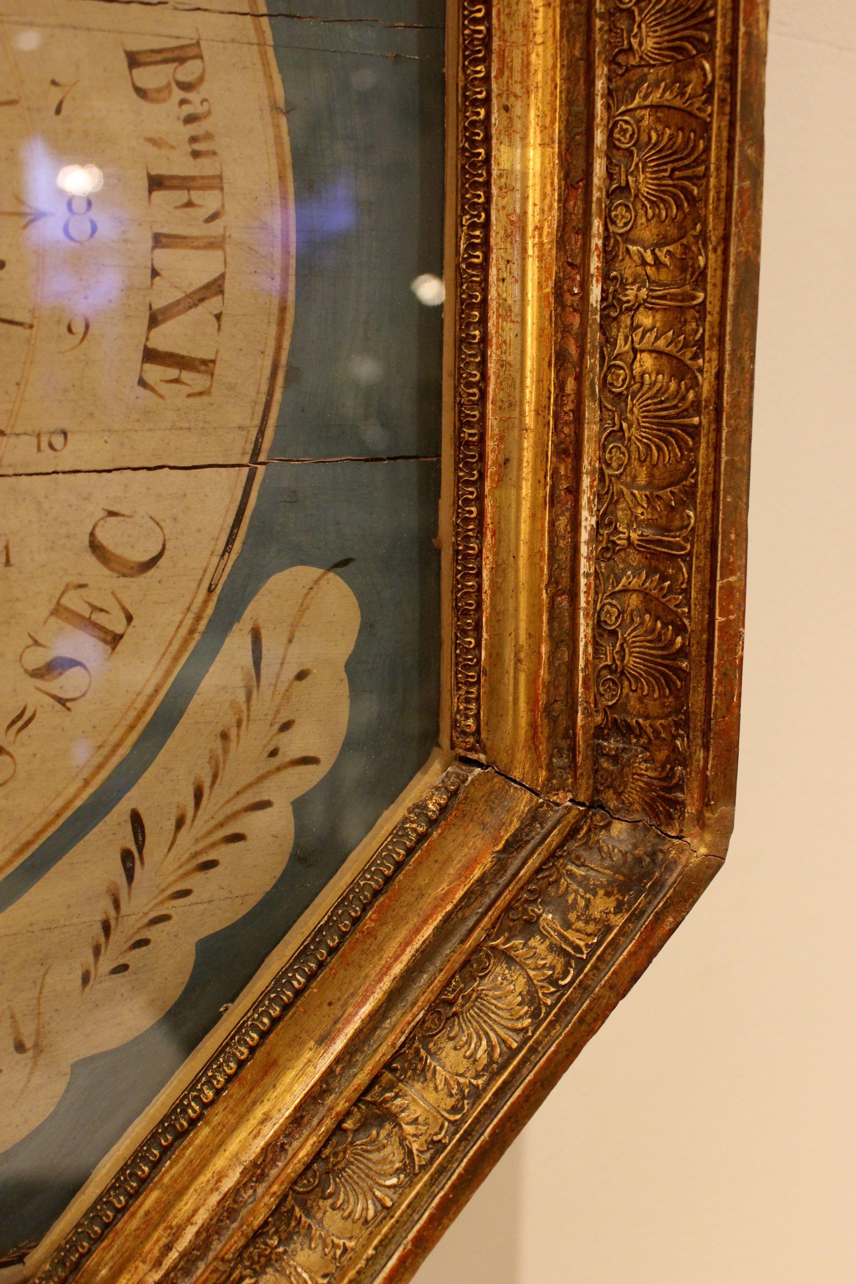 Französische Restauration 1820er Jahre Barometer aus vergoldetem Holz mit Adlergiebel nach Toricelli (Glas) im Angebot