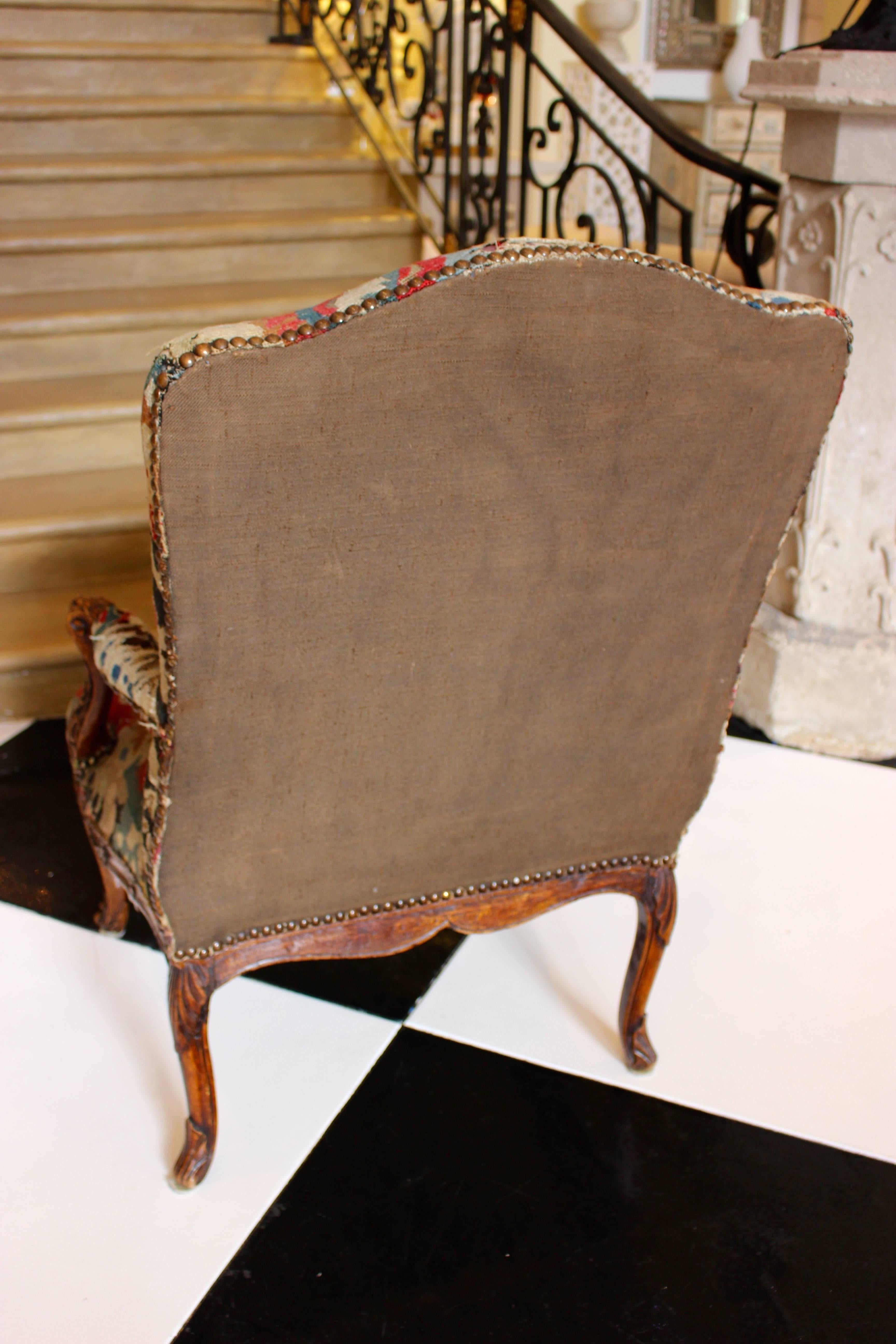 Elegant Regence Needlework-Upholstered French Walnut Fauteuil Chair 3