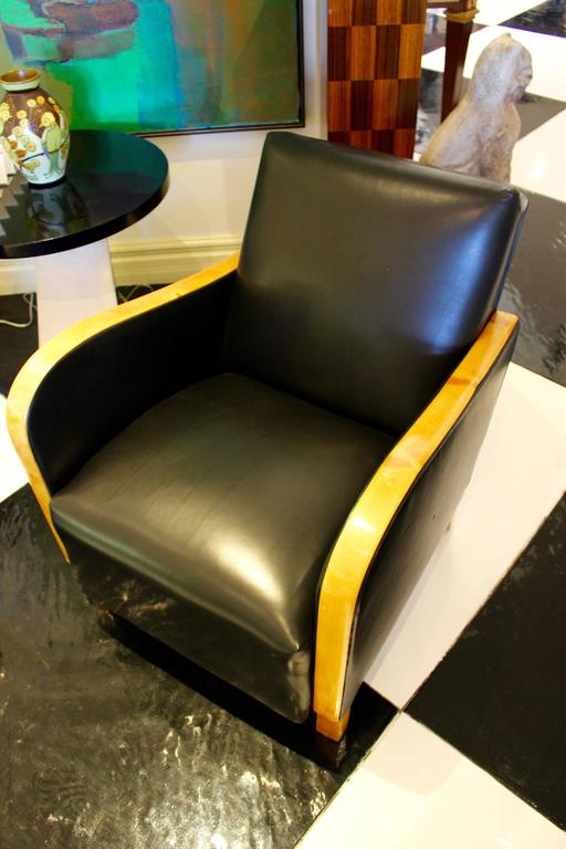 Pair of Swedish 1930s Black Leather Art Deco Club Chairs ...