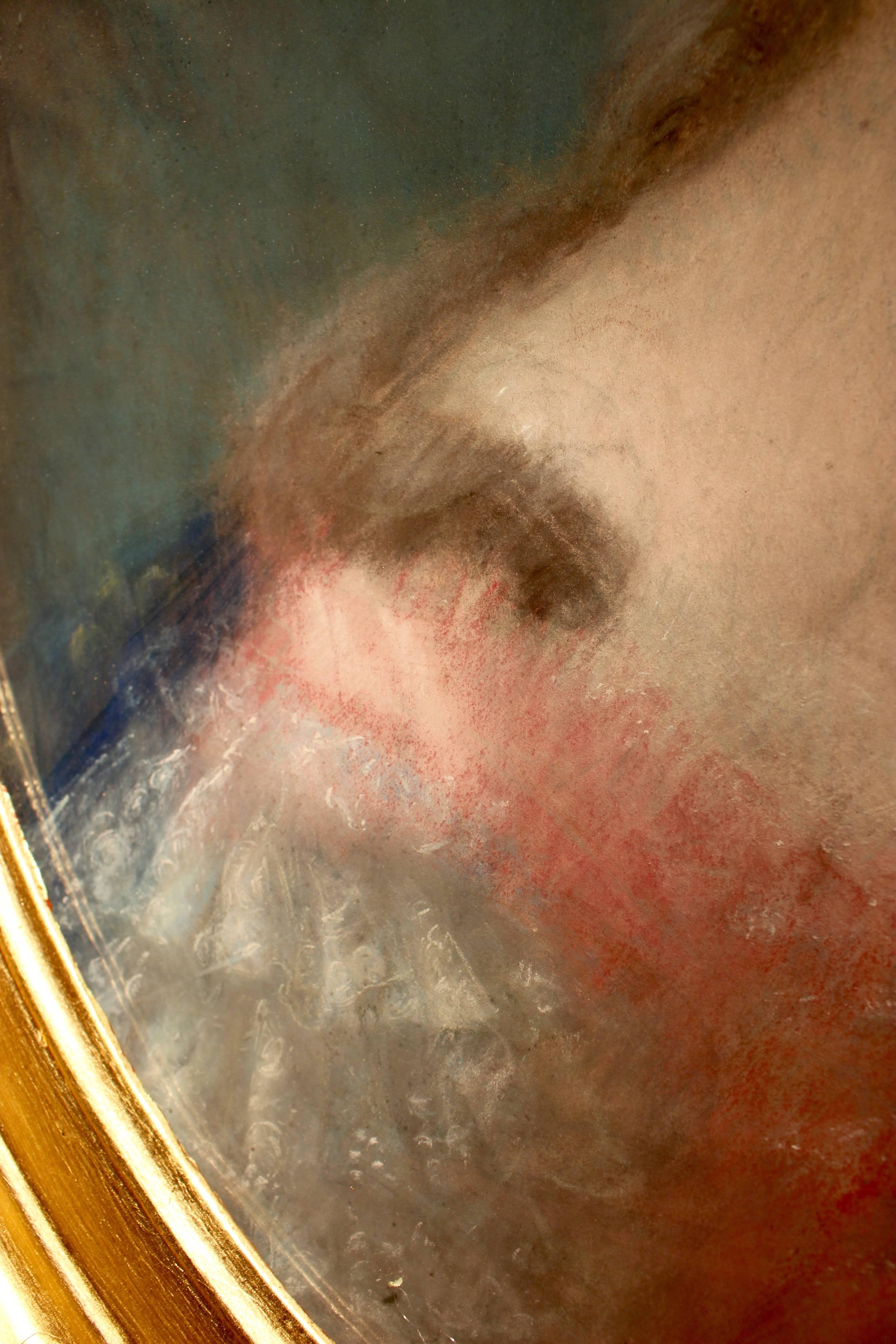 1780 Oval Pastel on Canvas Depiction of Queen Marie-Antoinette in Original Frame In Good Condition In Palm Desert, CA