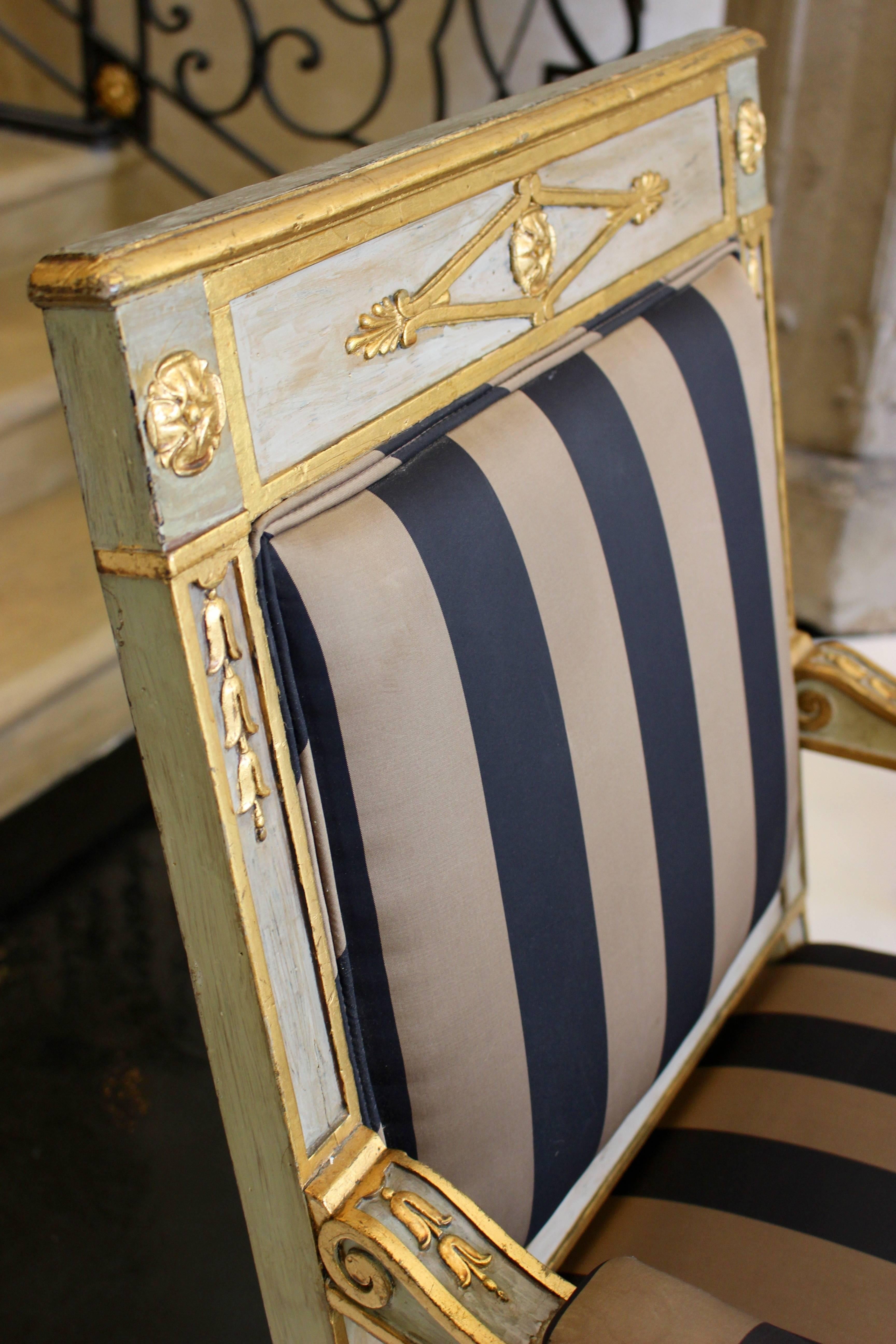 19th Century Empire Style Gray Gilded Bergere